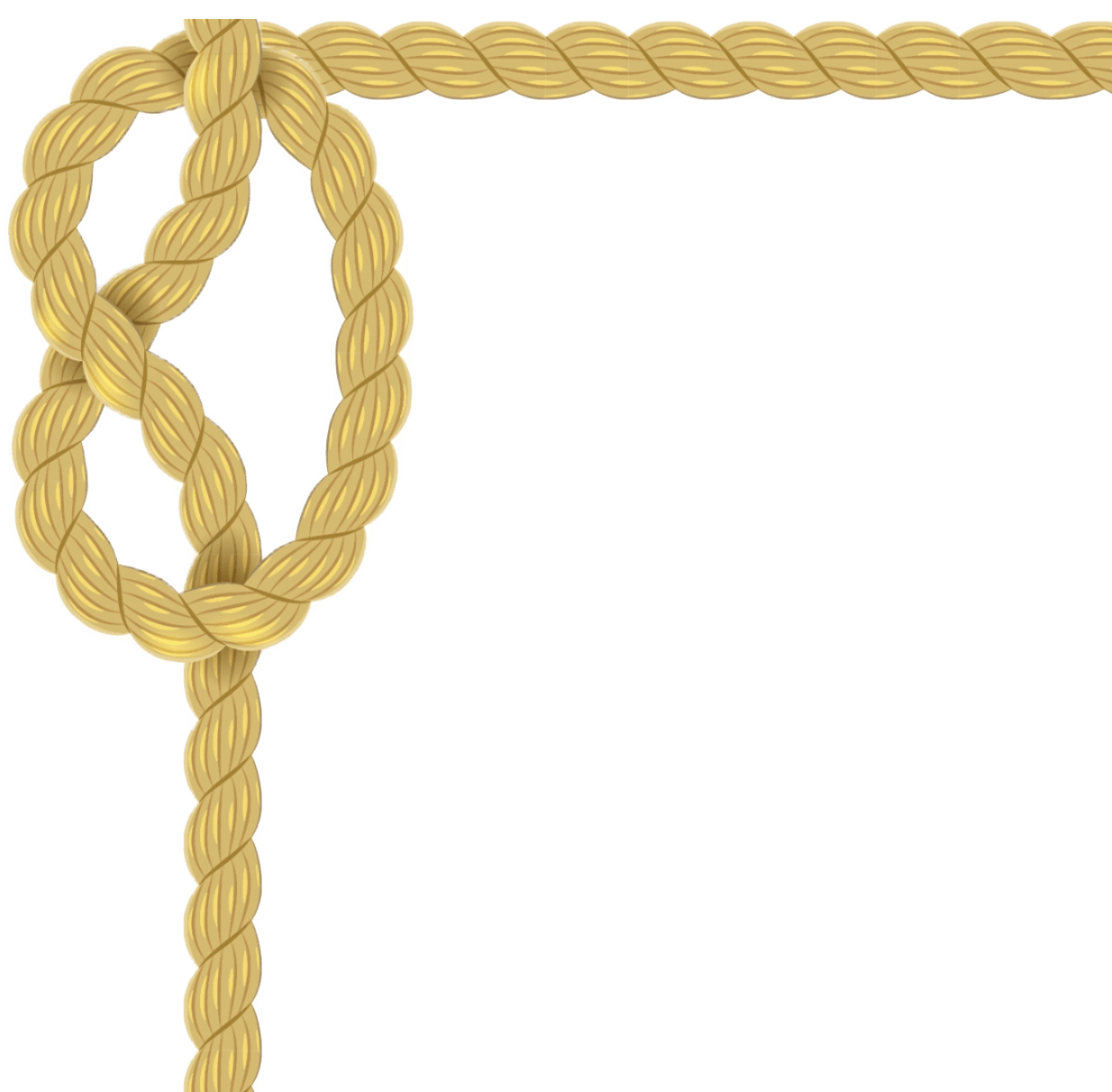 Braided rope forming a decorative knot on a black background, showcasing intricate pattern and texture.